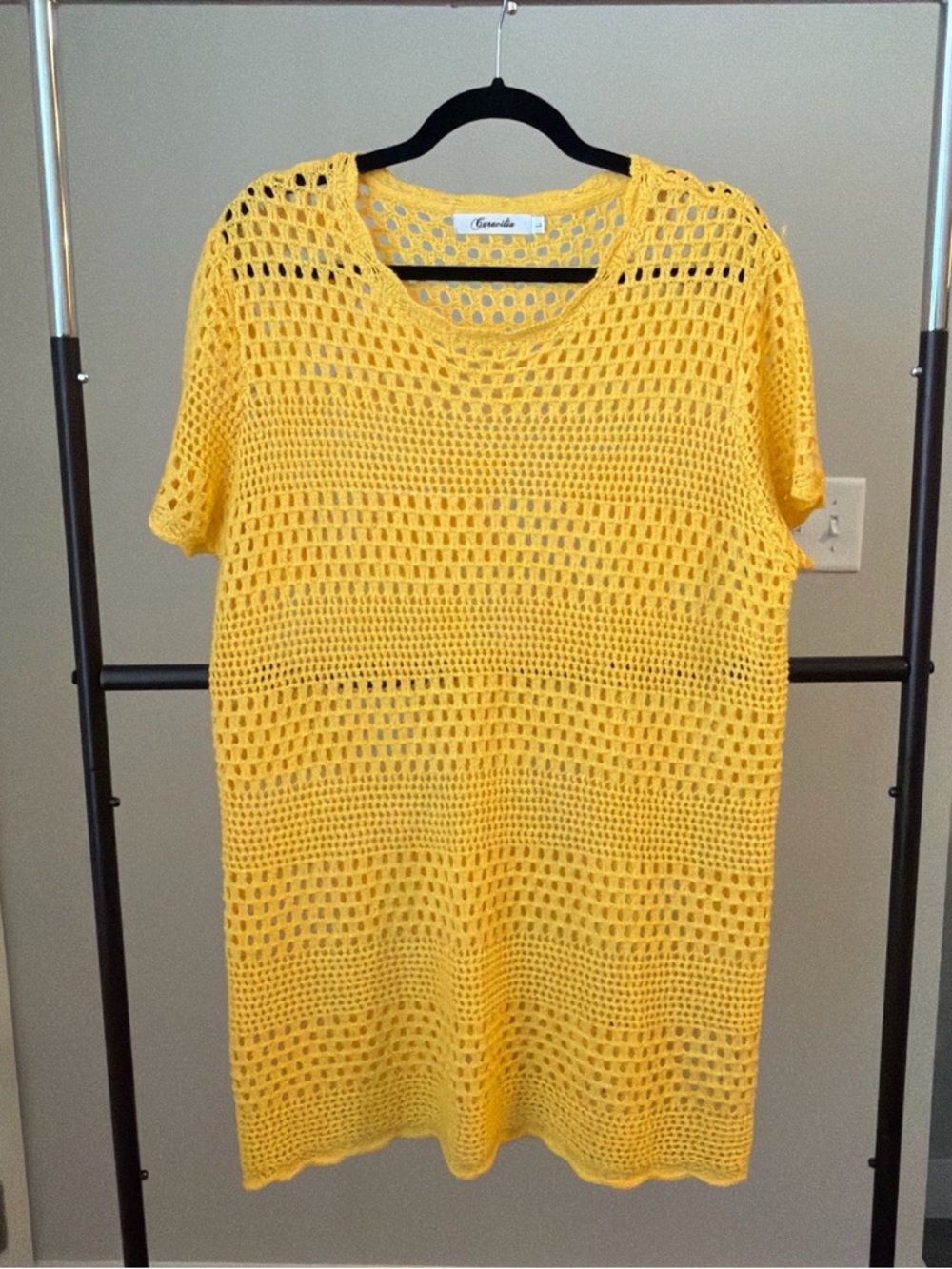 Crocheted Short Sleeve Cover Up